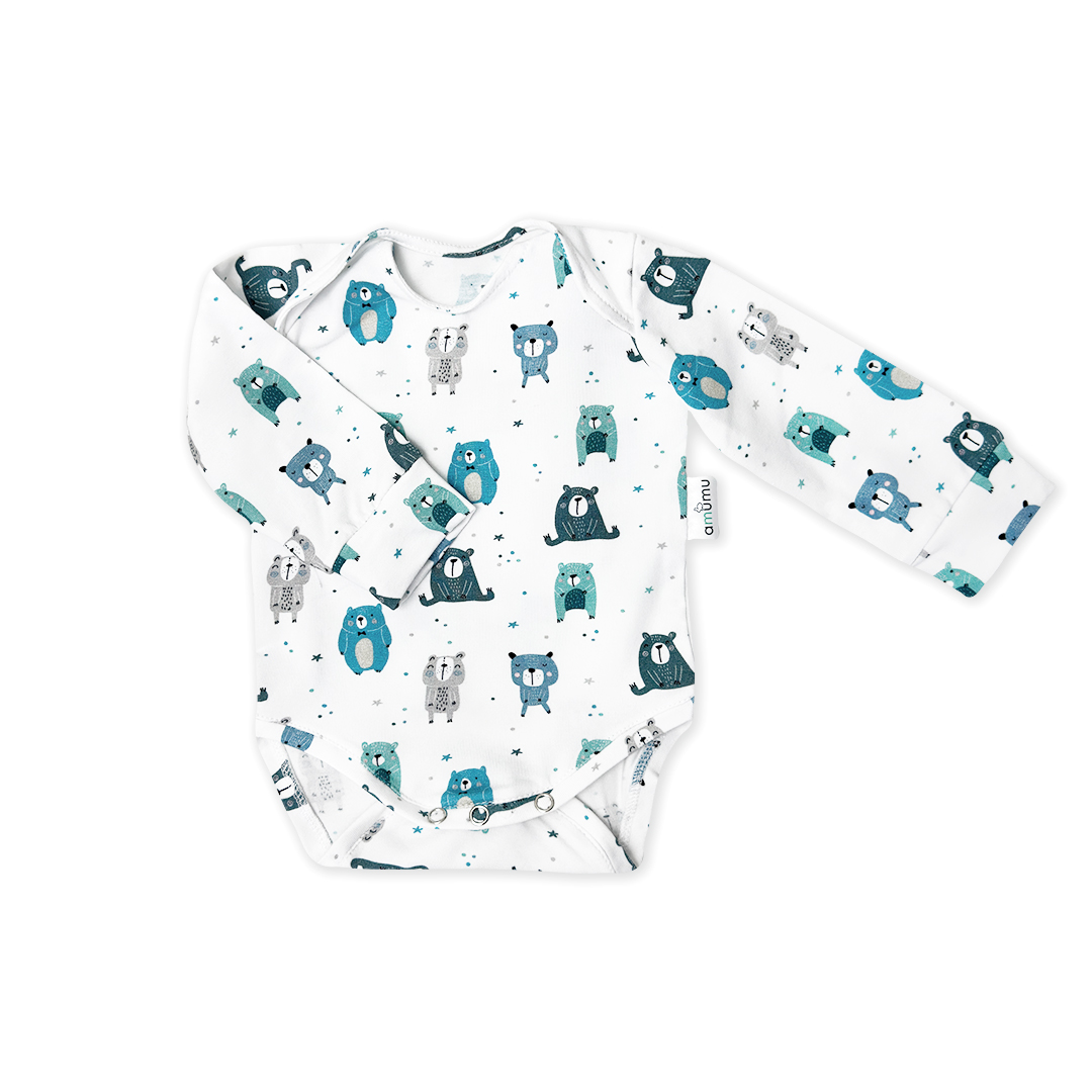 Body niemowlęce z długim rękawem Pastelowe Misie